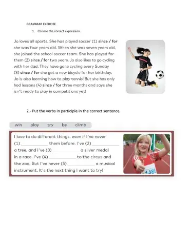 Grammar exercise Unit 1 and 2