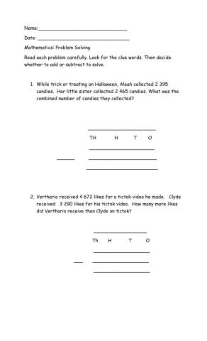Problem Solving: Addition and Subtraction