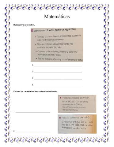 Números mayores  que un millón