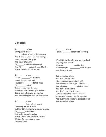 Song: If I were a boy