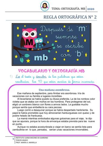 Vocabulario y ortografía -mb-
