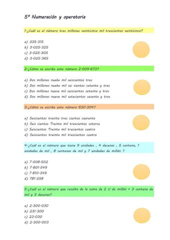 5º numeración y calculos mentales