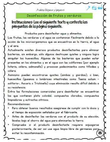 Desinfección de frutas y verduras