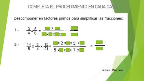 Multiplicación y división de fracciones