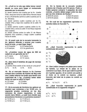 Examen matemáticas 5° trim. 1