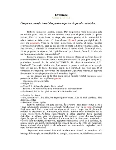 Evaluare  unitatea I