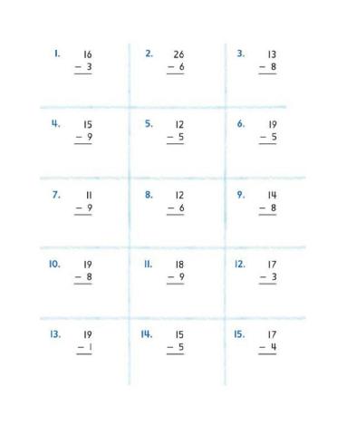 Subraction fluency practice