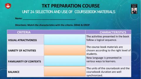 TKT Module 2 Unit 24 Selection and use of course book materials