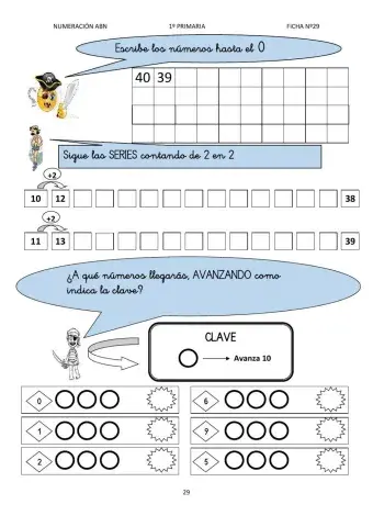 Numeración abn 1º primaria ficha 29