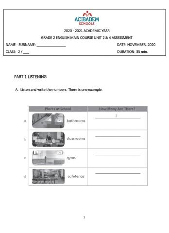 Uni̇t 2 & 4 Unit Assessment