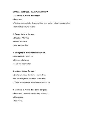 Examen relieve de europa