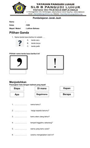 Latihan Bahasa Indonesia