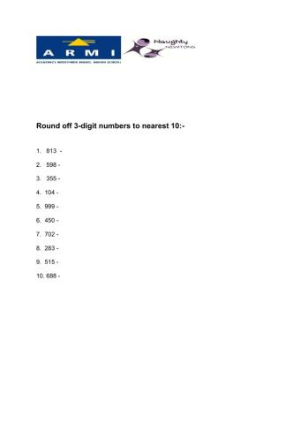 Round off 3-digit numbers to nearest 10