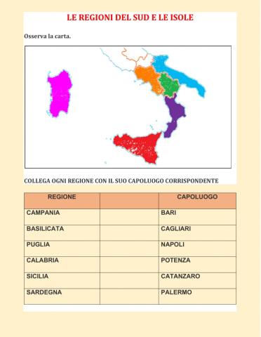 Le regioni del Sud Italia
