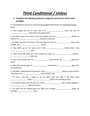 Third Conditional and Unless