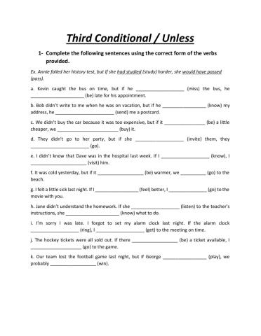 Third Conditional and Unless