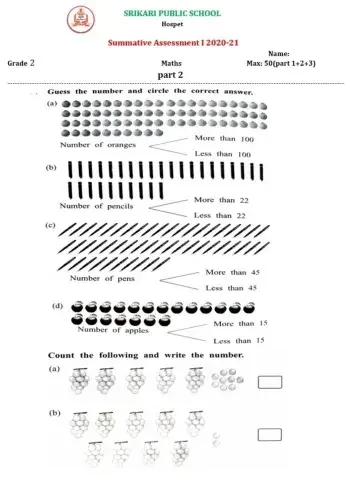 Srikari Public School II std Maths SA 1 Part 2