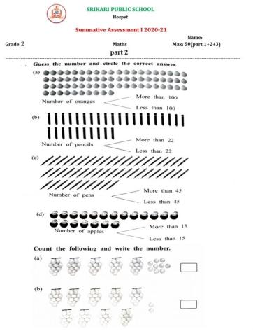 Srikari Public School II std Maths SA 1 Part 2