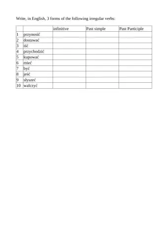 Irreguar verbs, part 1