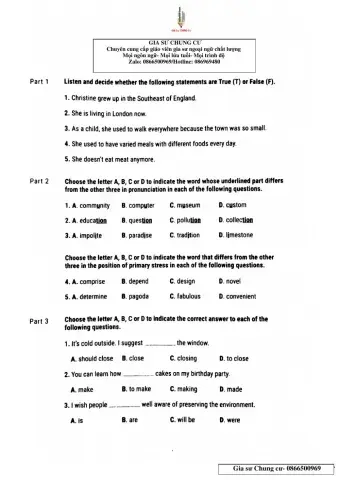 Lớp 9-45p- Units 4,5