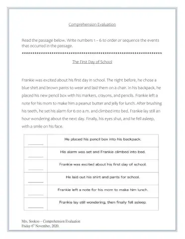 Comprehension Evaluation