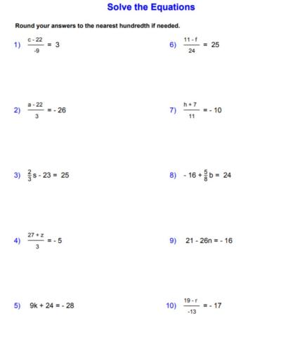 Algebra Single variable integers