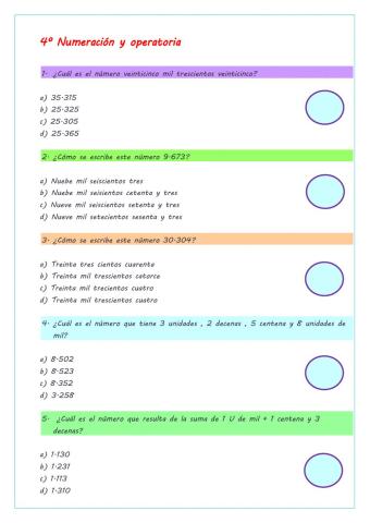 4º numeración y calculos mentales