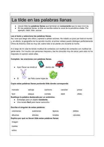 La tilde en las palabras llanas