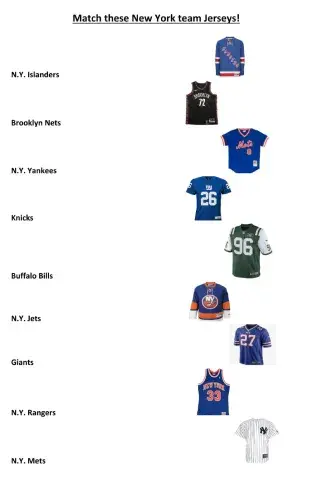 Match the NY team Jerseys
