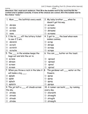 Wonders unit 2 Week 4 Spelling