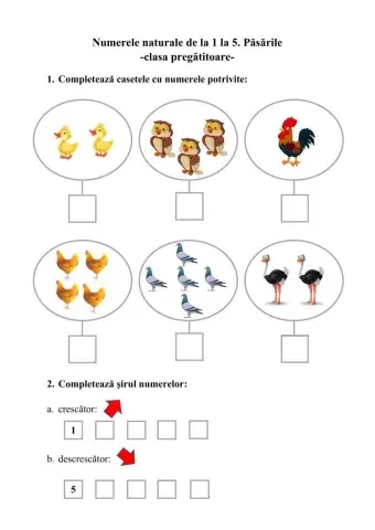 Numerele naturale de la 1 la 5. Păsările