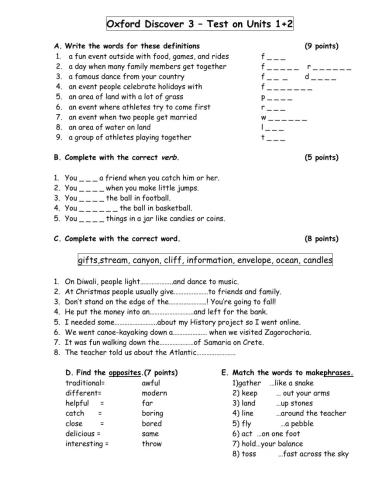 Oxford Discover 3 Units 1+2
