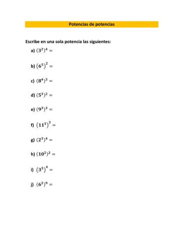 Potencias de potencias