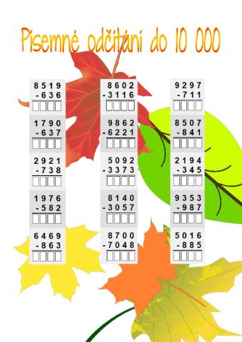Písemné odčítání do 10 000
