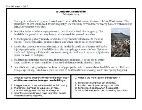 Main Idea Task Cards Set 2