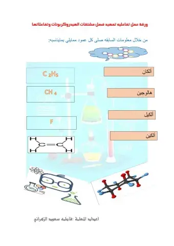 ورقة عمل تمهيد مشتقات الهيدروكربونات