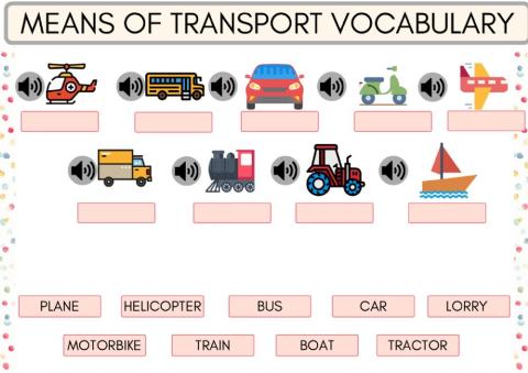 Means of transport vocabulary