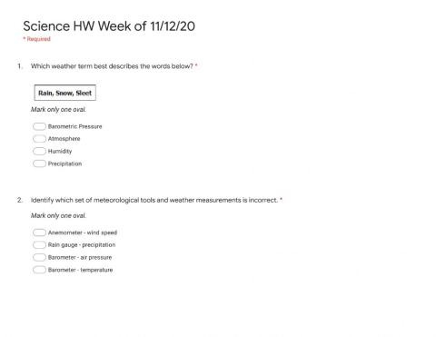 Science Homework 11-12-2020