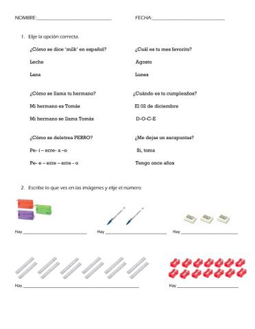 Repaso Colega 1 Unidades 1 a 3