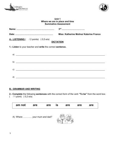 Sumative assessment Unit 1