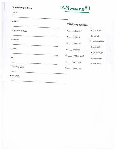 Spanish Subject Pronouns 1