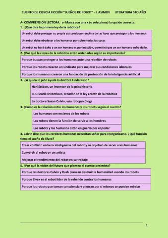 Cuento SUEÑOS DE ROBOT (Asimov) - Ciencia Ficción