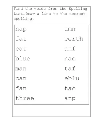 Short vowel a words plus