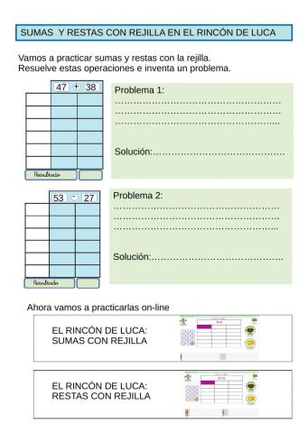 Sumas y restas con rejilla