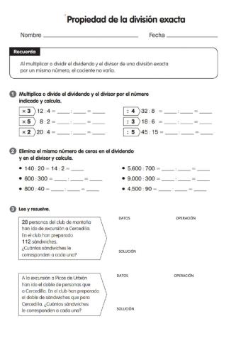 Propiedad fundamentalde la división exacta