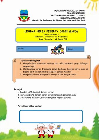 LKPD kelas 6 tema 4