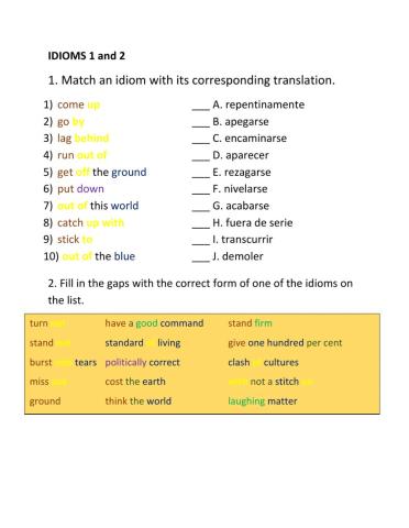 Idioms 1 and 2