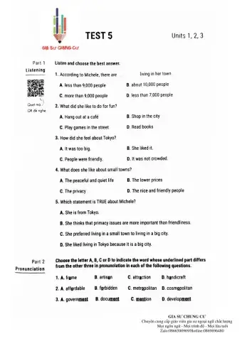 Lớp 9 - Kiểm tra 45' (test số 5)