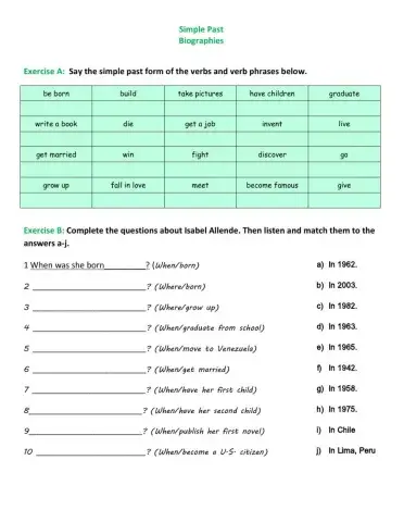 Biographies - Simple Present