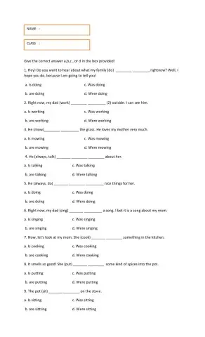 Lembar Kerja Siswa : Present Continous Tense